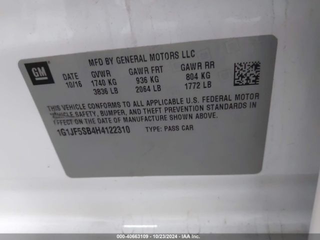 1G1JF5SB4H4122310 Chevrolet Sonic Premier Auto