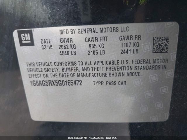 1G6AG5RX5G0165472 Cadillac Ats Standard