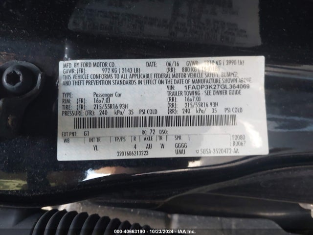 Ford FOCUS SE 2016 1FADP3K27GL364069 Image 9