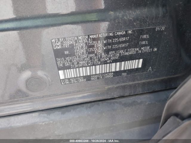 2T3H1RFV9LW071558 Toyota RAV4 LE