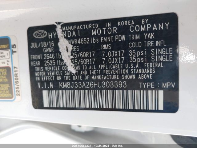 KM8J33A26HU303393 Hyundai Tucson Eco