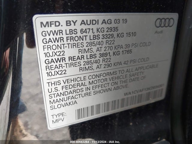 Audi Q8 55 Premium 2019 WA1CVAF13KD034301 Image 9