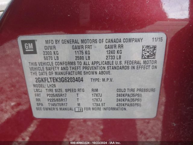2GKFLTEK3G6203404 GMC Terrain Sle-2