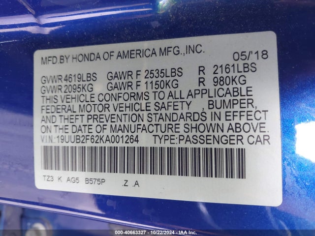 Acura Tlx Tech   A-spec Pkgs 2019 19UUB2F62KA001264 Image 9