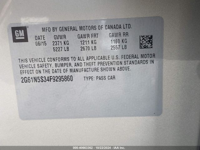 2G61N5S34F9295860 Cadillac XTS LUXURY