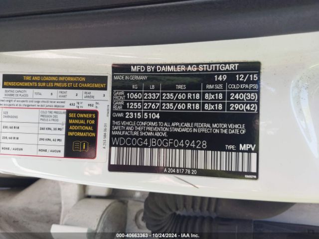 WDC0G4JB0GF049428 Mercedes-Benz GLC 300