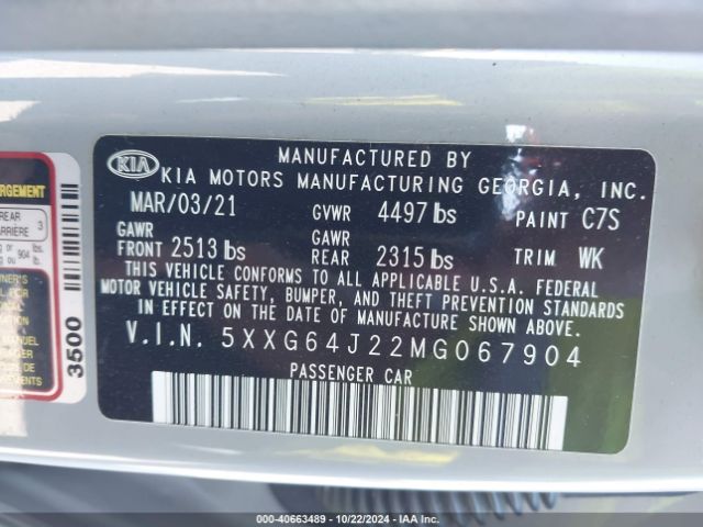 5XXG64J22MG067904 KIA K5 Gt-line
