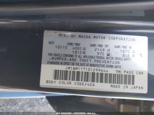 JM1BM1T71G1299644 Mazda Mazda3 I Sport