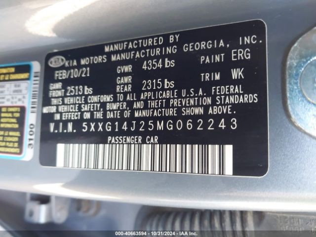 5XXG14J25MG062243 KIA K5 LXS