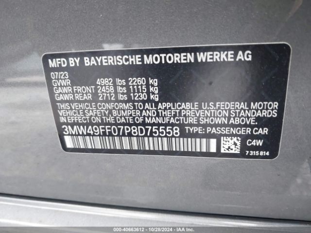 3MW49FF07P8D75558 BMW 3 Series M340i Xdrive