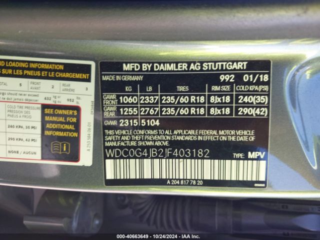 WDC0G4JB2JF403182 Mercedes-Benz GLC 300