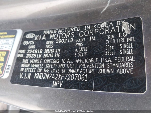 KIA Soul 2015 KNDJN2A2XF7207061 Image 9