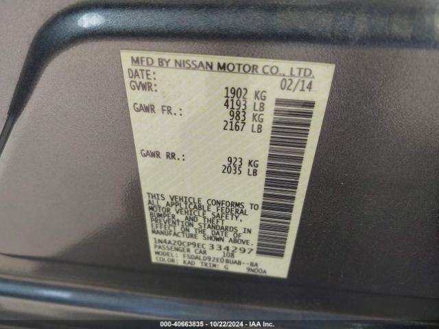 1N4AZ0CP9EC334297 Nissan LEAF SV