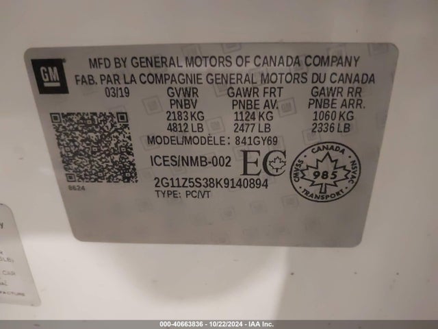 Chevrolet IMPALA LT 2019 2G11Z5S38K9140894 Image 9
