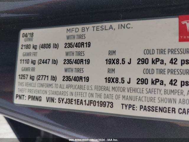 2018 TESLA MODEL 3 5YJ3E1EA1JF019973 Photo 8