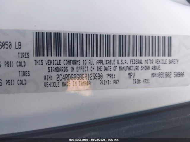 2C4RDGBG8GR125990 Dodge Grand Caravan American Value Pkg