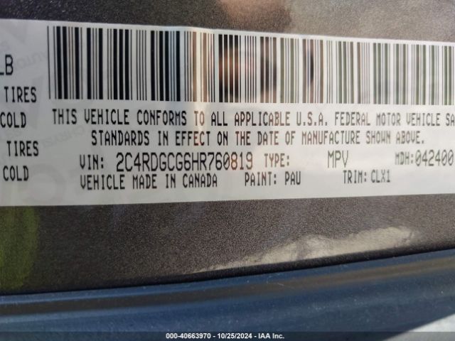 2C4RDGCG6HR760819 Dodge Grand Caravan Sxt