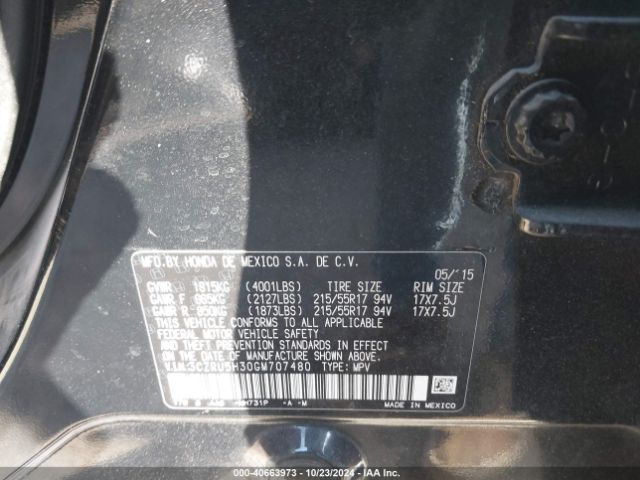 3CZRU5H30GM707480 Honda HR-V LX