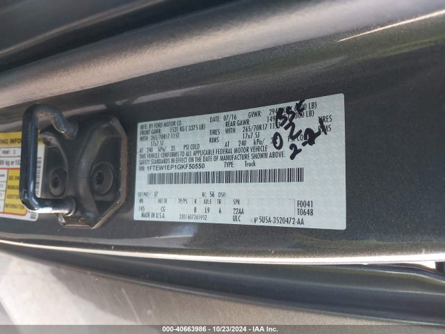 Ford F-150 Xl 2016 1FTEW1EP1GKF50550 Image 9