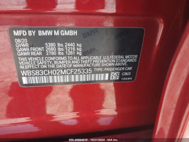 WBS83CH02MCF25335 BMW M5
