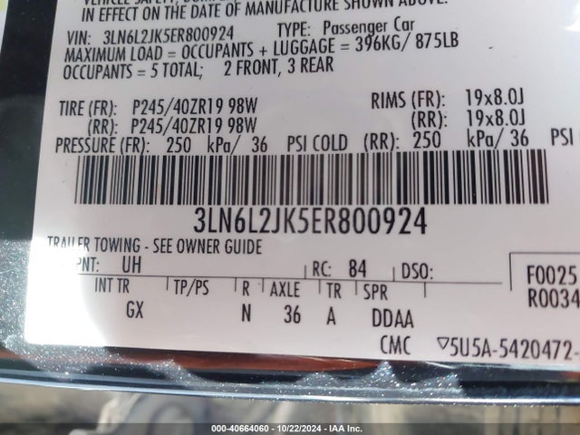 3LN6L2JK5ER800924 Lincoln MKZ