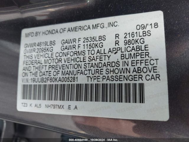 19UUB2F60KA005281 Acura Tlx Tech   A-spec Pkgs
