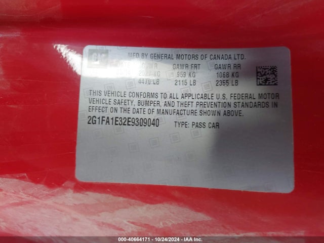 2G1FA1E32E9309040 Chevrolet Camaro 2ls