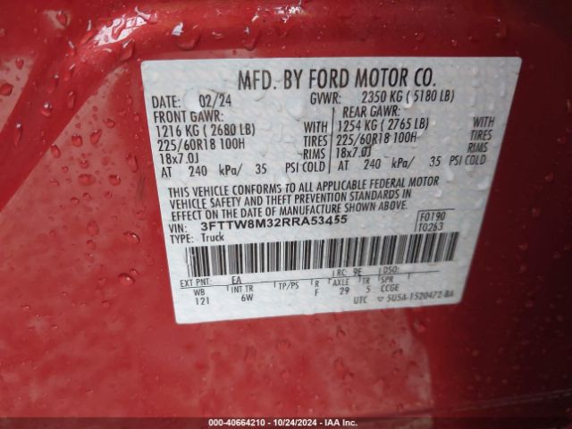 3FTTW8M32RRA53455 Ford Maverick Lariat
