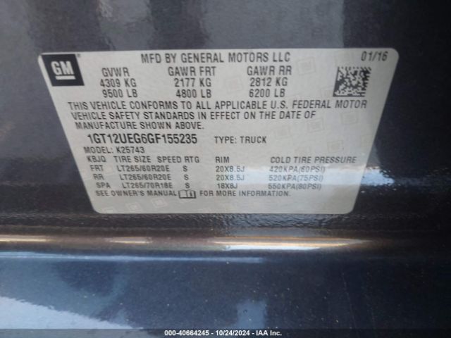 1GT12UEG6GF155235 GMC Sierra 2500hd Denali