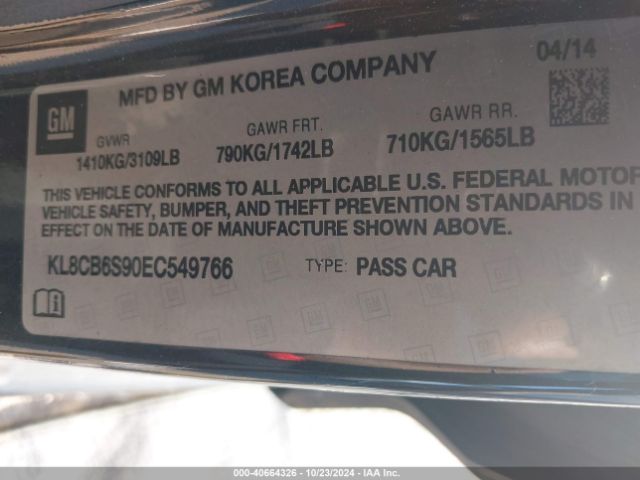 KL8CB6S90EC549766 Chevrolet Spark Ls Auto