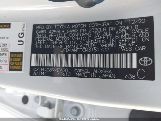 JTDKAMFP0M3181722 Toyota Prius Prime Limited