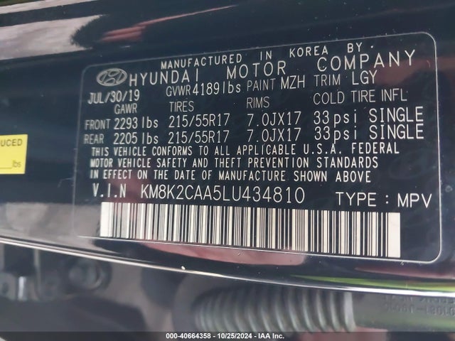 Hyundai Kona Sel 2020 KM8K2CAA5LU434810 Image 9