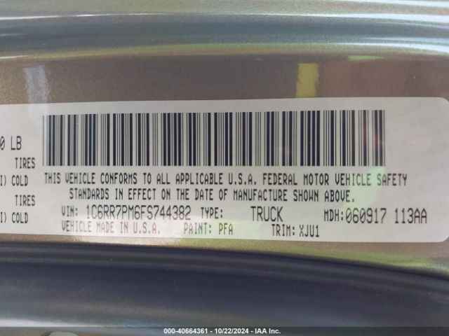 1C6RR7PM6FS744382 RAM 1500 Laramie Longhorn