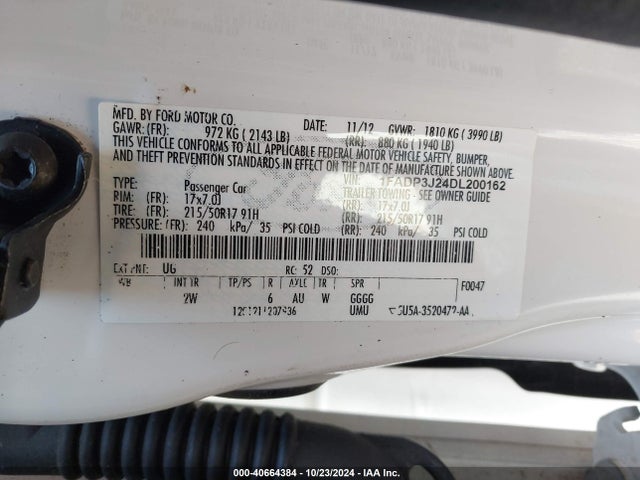 Продажа на аукционе авто 2013 Ford Focus Titanium, vin: 1FADP3J24DL200162, номер лота: 40664384