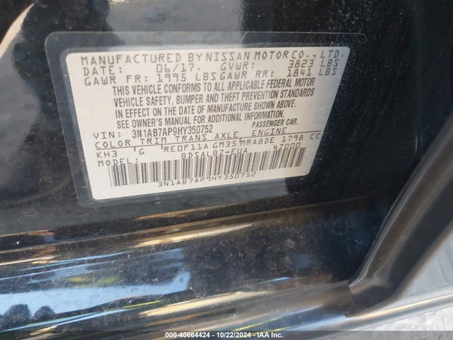 3N1AB7AP9HY350752 Nissan SENTRA S