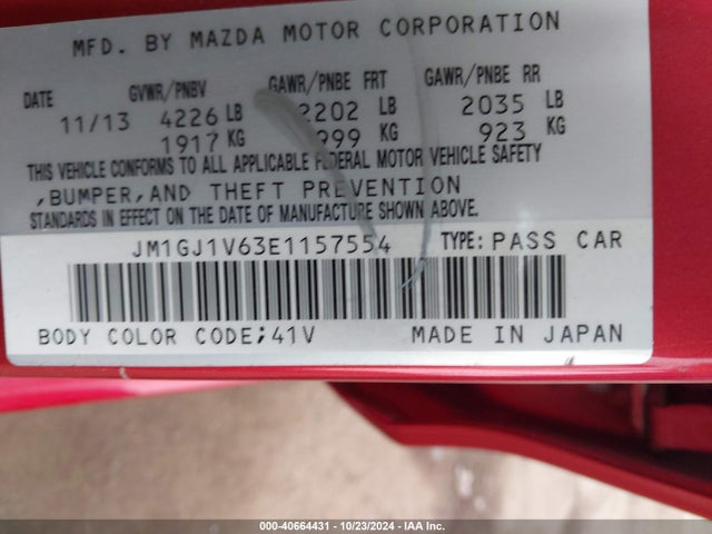 Mazda Mazda6 I Touring 2014 JM1GJ1V63E1157554 Image 9