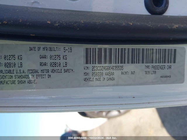 Dodge Challenger Sxt 2019 2C3CDZAG6KH635535 Image 9
