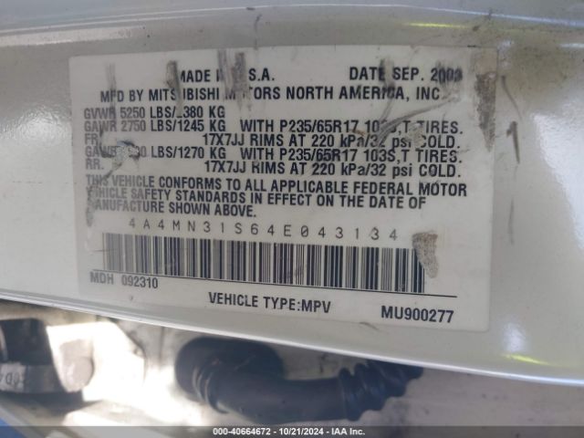 2004 MITSUBISHI ENDEAVOR 4A4MN31S64E043134 Photo 8