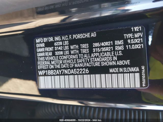 2022 PORSCHE CAYENNE COUPE WP1BB2AY7NDA52226 Photo 8