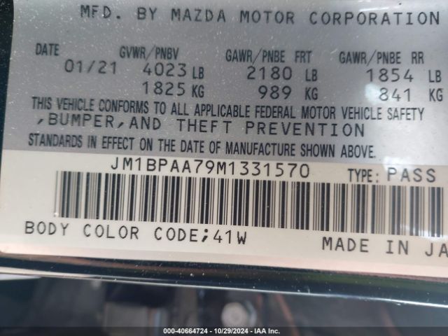 JM1BPAA79M1331570 Mazda Mazda3 2.0