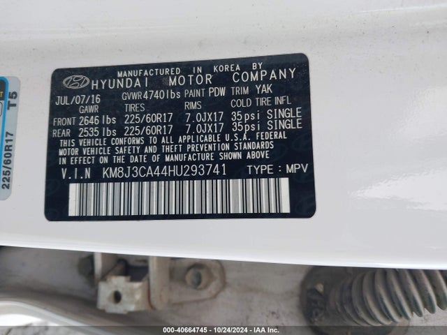 Hyundai TUCSON SE 2017 KM8J3CA44HU293741 Image 9