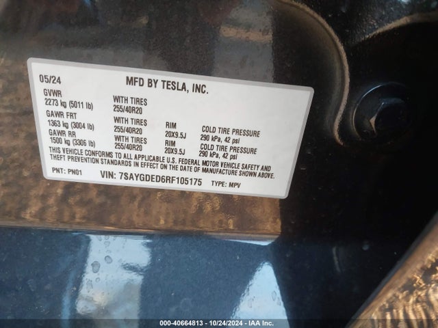 2024 TESLA MODEL Y 7SAYGDED6RF105175 Photo 8