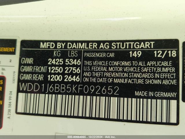 WDD1J6BB5KF092652 Mercedes-Benz Amg E 53 4matic