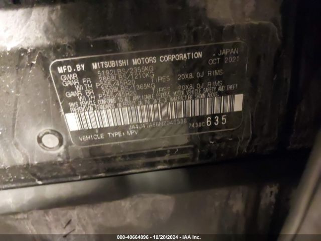 2022 MITSUBISHI OUTLANDER JA4J4TA86NZ040336 Photo 8