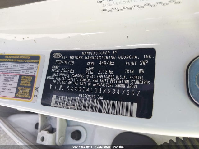 KIA Optima Lx 2019 5XXGT4L31KG347597 Image 9