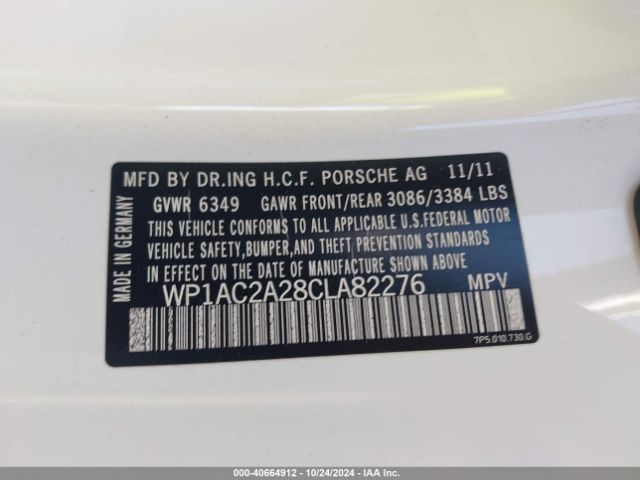 2012 PORSCHE CAYENNE WP1AC2A28CLA82276 Photo 8