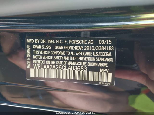 WP1AA2A26GLA03683 Porsche Cayenne