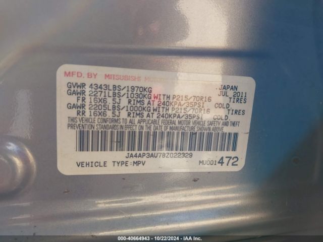 2011 MITSUBISHI OUTLANDER SPORT JA4AP3AU7BZ022329 Photo 8