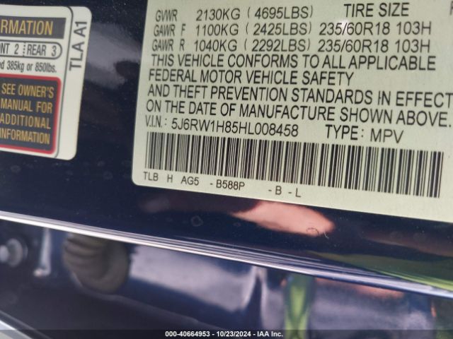 5J6RW1H85HL008458 Honda Cr-v Ex-l/ex-l Navi