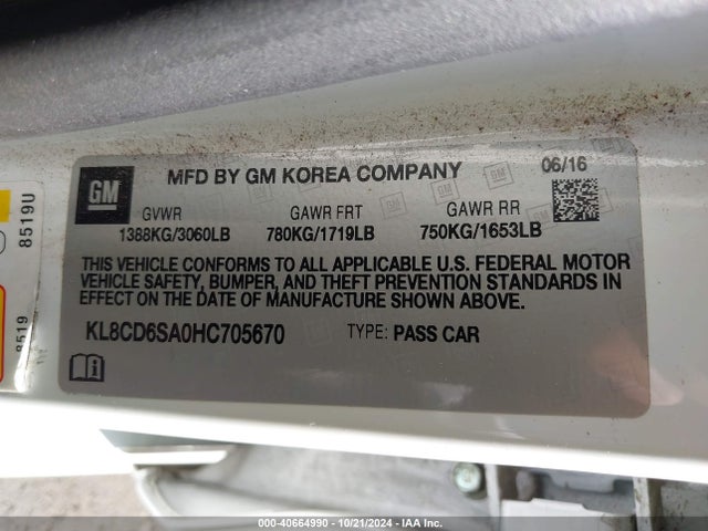 Chevrolet Spark 1lt Cvt 2017 KL8CD6SA0HC705670 Image 9